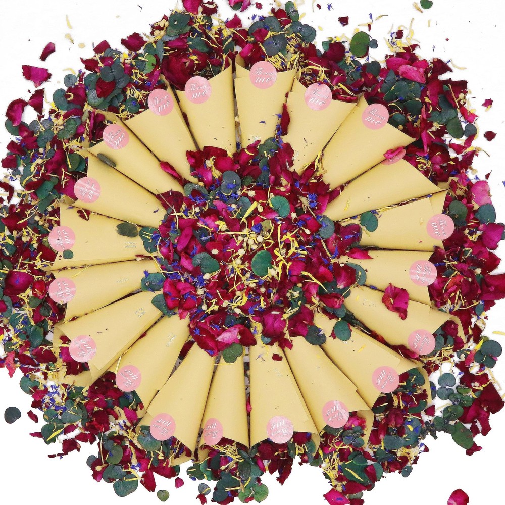 Dried Roses Eucalyptus Leaves Mix Petals 20 Cups Biodegradable Confetti