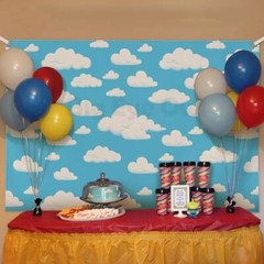 Blue Sky White Clouds Backdrop Cartoon Kids Newborn Birthday Party Photography