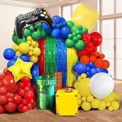 Super Bros Birthday Party Decoration, 2 Pack Red Green Blue Yellow 3.3 x 6.6f…