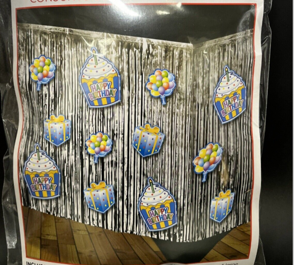 Happy Birthday Table Decorating Set (25 X 144”) Foil Fringe Table Skirt – Rubies