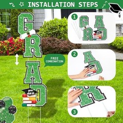 Graduation Yard Sign 2026, 8pcs Large Plastic Graduation Yard Green,Black,White