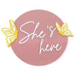 WAWUO She’s Here Milestone Board Butterfly Gender Reveal Party Decor Acrylic