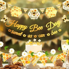 Bumblebee Party Decorations – Happy Birthday Banner – DIY Pre-Strung – Happy Bee