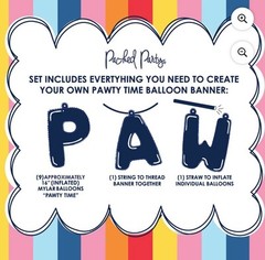 Packed Party Make A Statement «Pawty Time» Foil Balloon Banner 16 Ft NEW