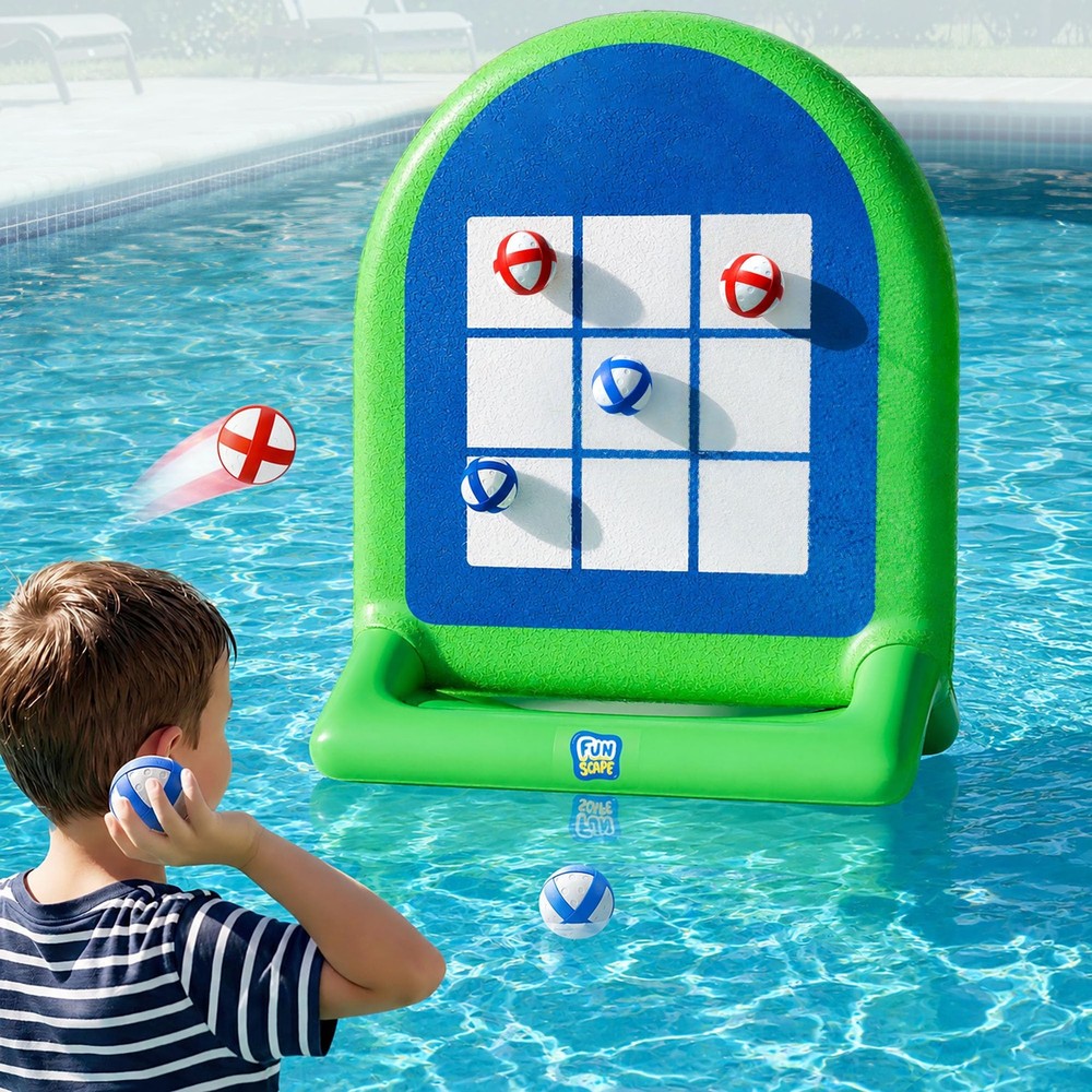 Kids Inflatable Tic-Tac-Toe Pool Toy, Fun Swimming Pool Soft Ball Toss Game, …