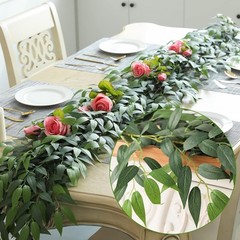 Artificial Italian Ruscus Vines, 3Pcs/75 Silk Vine Garland with Green Leaves,