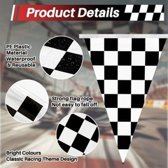 Checkered Flag Banner Black and White Racing Pennant Banner 98 ft