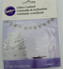 «Just Married» Banner 6ft Wilton Silver Glitter Wedding Party Ribbon Pre-Strung