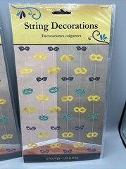 Mardi Gras A Night In Disguise Mask 7’ String Decoration Set Of 2 NIP
