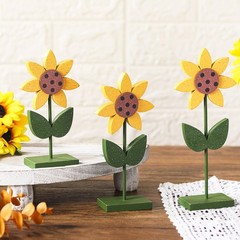 3 Pcs Sunflower Decor Wood Sunflower Table Decorations Summer Tiered Tray Woo…