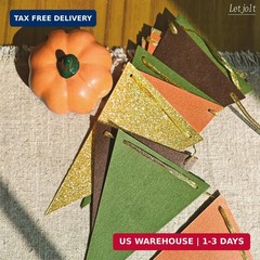 Letjolt Triangle Banner Party Decoration Golden Brown Green Supplies Paper Bunti
