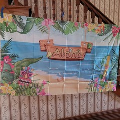 Hawaiian Aloha Beach Party Decor Luau Background Photography Tiki 6×3.5ft NEW