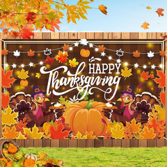 Large Thanksgiving Banner 72X44 Inch Turkey Pumpkin Happy Backdrop for Yard Indo