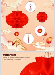 10 Pack Chinese Red Paper Lanterns Hanging Red Paper Chinese New Year Festive
