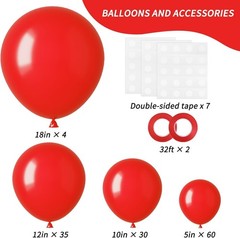 Red Balloons 129pcs Different Sizes 18 12 10 5 Inch for Garland Arch Kit, Lat…