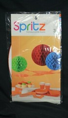Set x 3 Spritz Honeycomb Balls CREPE PAPER Party Decoration Red Green Blue ~ NEW