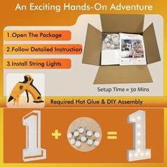 3FT Light Up Numbers & Letters, DIY Marquee Decor for Birthdays, Weddings & Anni