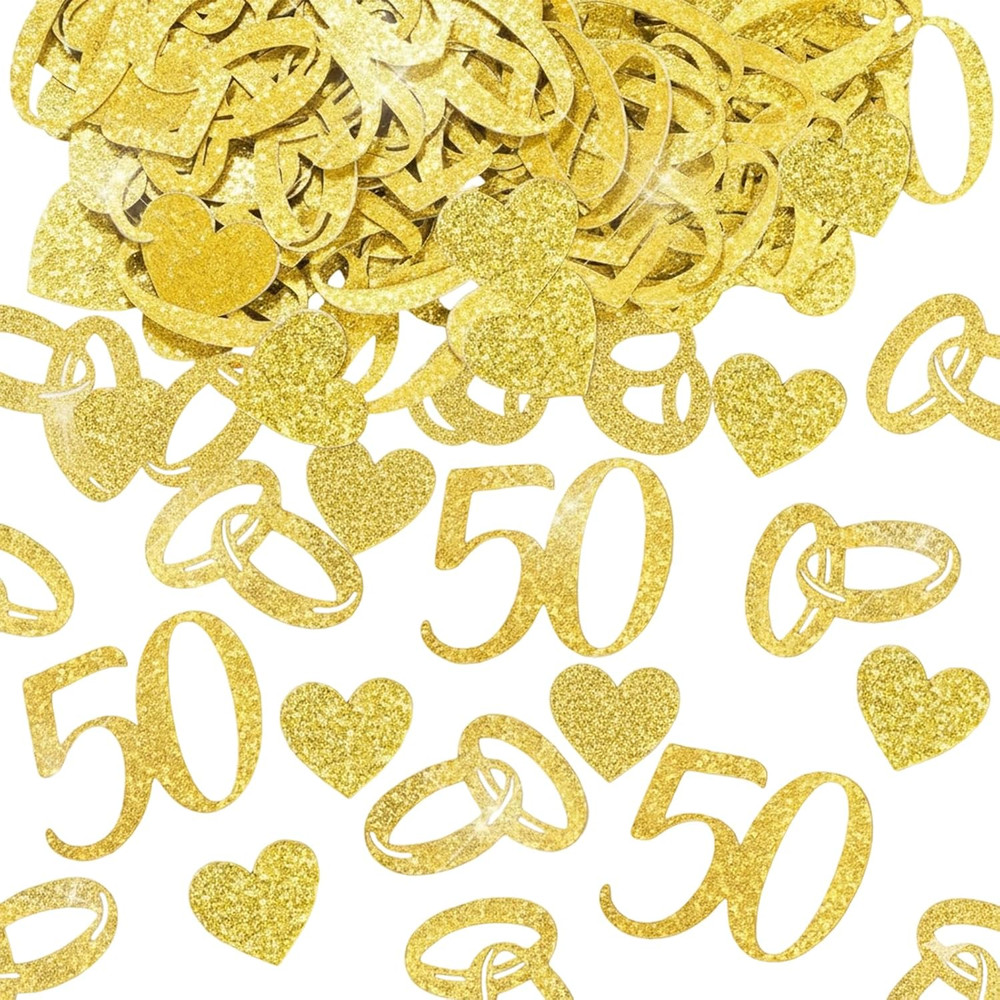 200Pcs 50Th Anniversary Decorations, 50Th Wedding Anniversarys Decorations, Gold