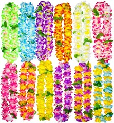 12 Counts Thickened Hawaiian Leis, Perfect Luau Party Supplies for Summer Beach