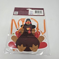 Thankgiving Fall Pumpkins Turkey With Glitter accents 5 ft Banner Decoration 