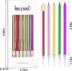 48 Pcs Birthday Candles – Long Candles, Cake Tall Colorful