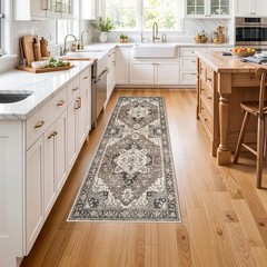 Washable Kitchen Runner Rug – 2×6 Hallway Distressed Mats 2×6, Beige