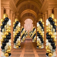 Adjustable Black Gold Confetti Balloon Stand Set for Parties