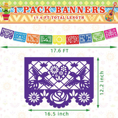 1 Pack Mexican Party Decorations – 18 FT Large Fiesta Banner, Plastic Papel
