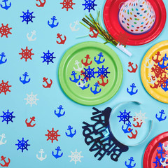 Confetti Glitter Table Decorations 1.5oz Red Blue White Anchor Rudder Party Mix