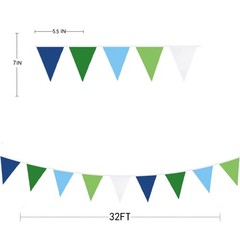 32Ft Golf Party Decorations Blue Green Fabric Triangle Banner Flag Banner Pen…