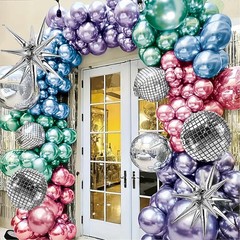 520PCS Metallic Balloon Garland Arch Kit with Chrome Blue Red Purple Silver a…