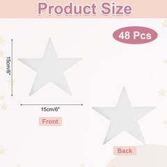 48 Pcs Silver Stars Cutouts, 6 Inch Double Printed Paper Stars Cutout