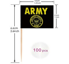 100 Pcs US Army Gold Crest Toothpick Flag Small Mini United States Military C…