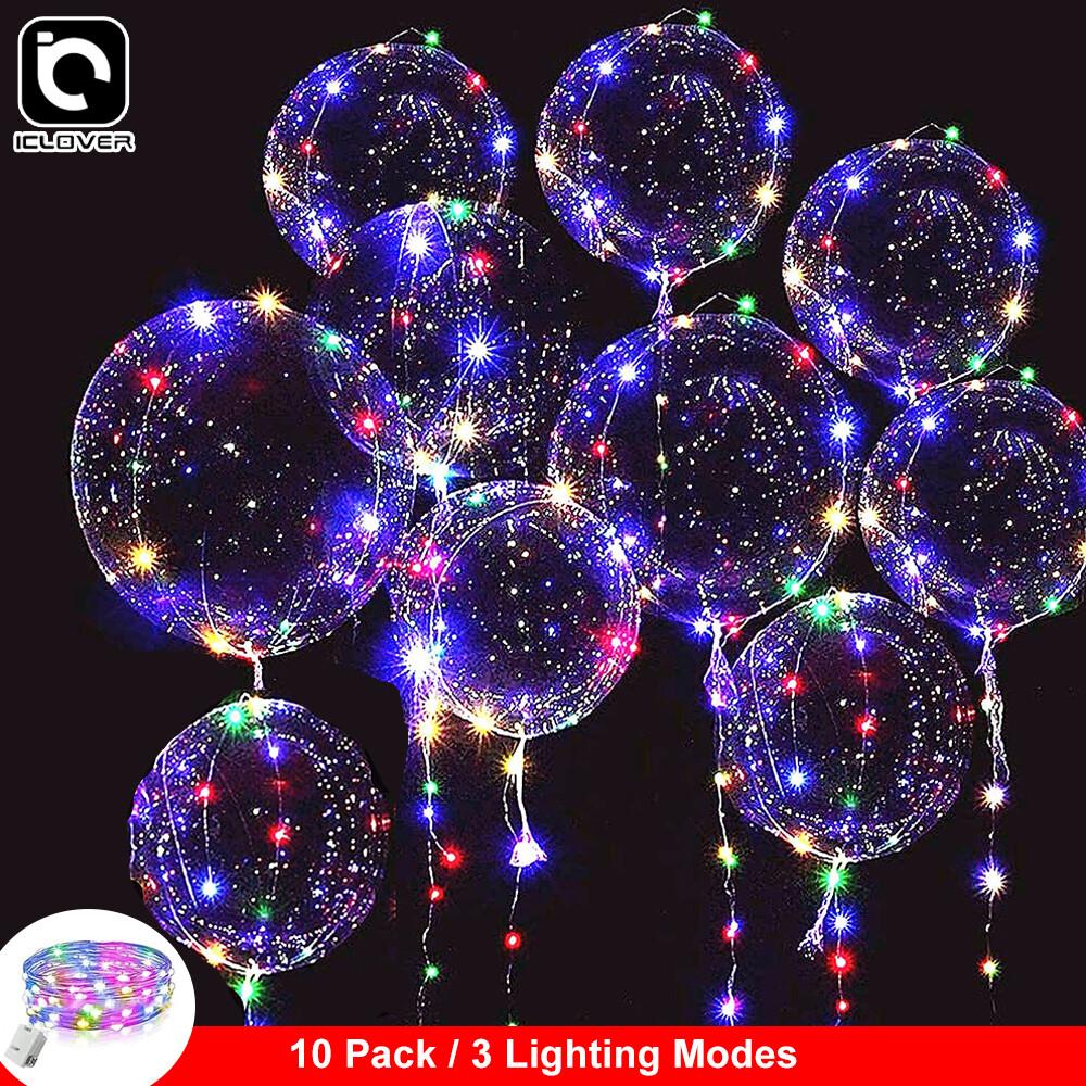 20″ Bubble 10 Pack LED Light Up BoBo Balloons Party Wedding Christmas Decoration