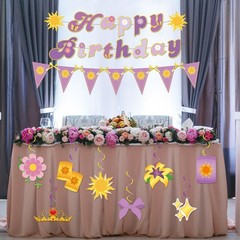 Purple Sun Decorations Purple Princess Happy Banner Triangle Flag String Bunt…