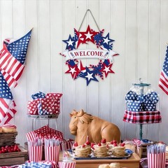 250th Anniversary Red, White, and Blue Welcome Wall Sign – Memorial Day Decor