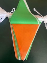 32 Meters 105 Feet Fabric Green White and Orange Pennant Banner Bunting St. P…