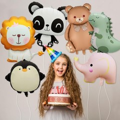 6 Pcs Cute Animal Balloons Giant Jungle Safari Animal Foil Balloons Set for L…