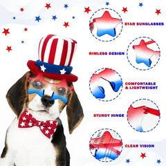 Red White Blue Sunglasses 3 PCS for Women Men, Patriotic Star 3.0 4th of July