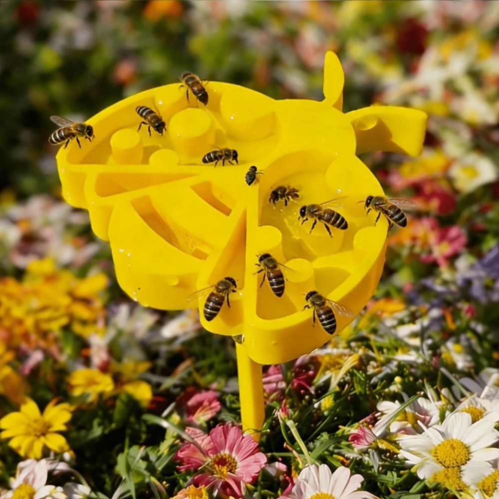 1pc S Cute Bee Shaped Bird Bath Outdoor Decor With Drinking Tray For Hummingbird