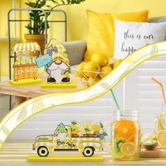 6 Pcs Lemon Decorations Lemon Gnome Wooden Table Centerpiece Hello Summer Lem…