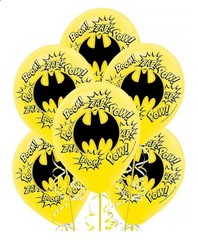 BATMAN DC COMICS SUPERHERO PARTY DECOR KIT (6 Balloons & 6 Bat Stick Ons) NEW