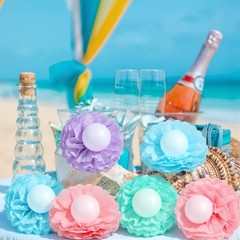 48 Pcs Mermaid Shell Party Decorations Include Pastel Tissue Paper Pom Poms a…