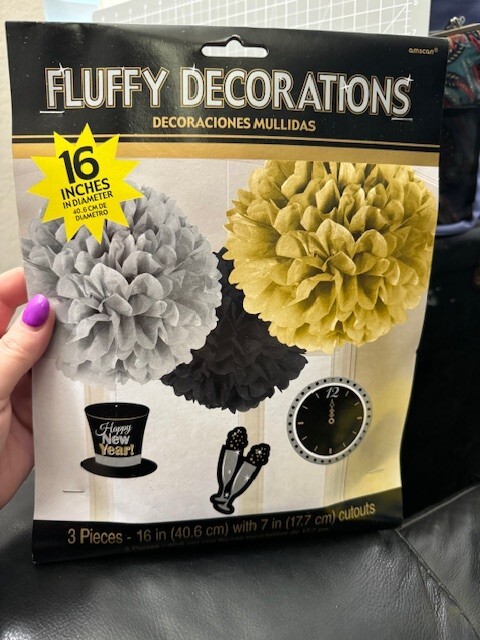 Amscan New Years 3ct. Fluffy Hanging 16″ Party Decorations Supply New!!!