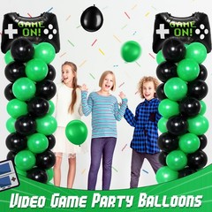 2 Set Video Game Balloon Column Stand Kit with Game Controller Foil Latex Bal…