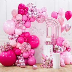 Hot Pink Balloon Arch Kit Garland 140Pcs Different Sizes of 18 12 10 5 Inch