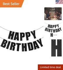Black Happy Birthday Banner for Birthday Party Decorations Supplies