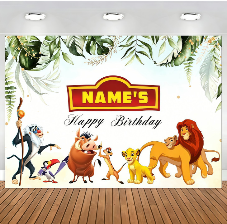 Lion King Simba add Name Backdrop Birthday Party Photo Background Prop Decor