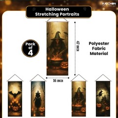 , Large Spooky Witch Pumpkin Banner Set – 47×16 Inch, Pack of 4 | Halloween D…