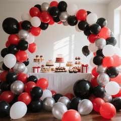 412Pcs Red Black and White Balloon Garland Arch Kit,18 12 10 5 Inch Different…